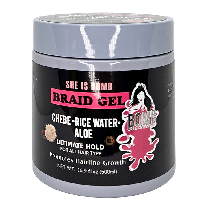 SHE IS BOMB Chebe & Rice Water Braid Gel 16.9oz