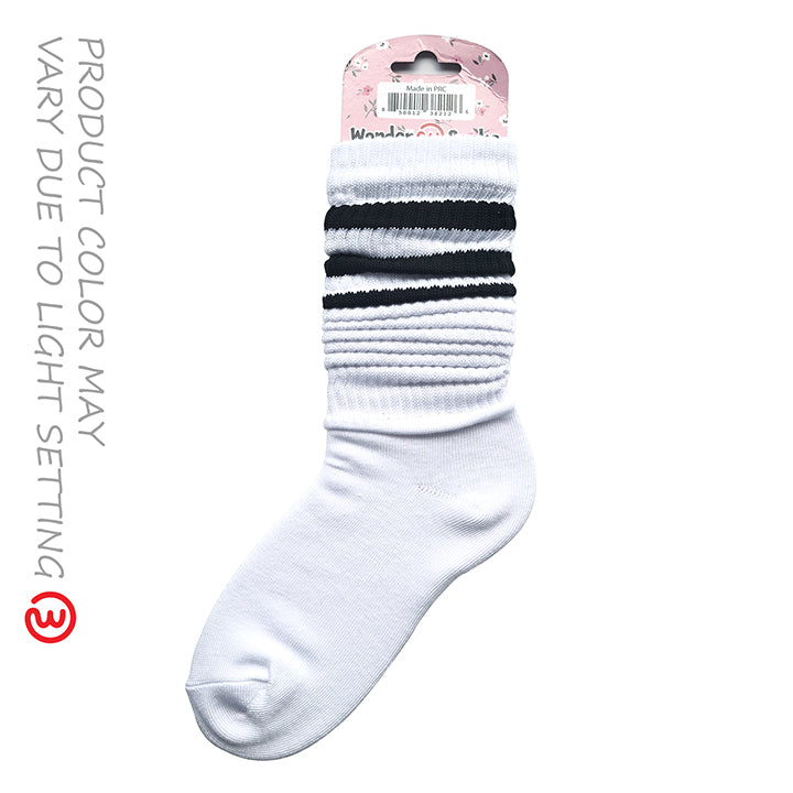 WONDER SOCKS STRIPED - White & Black Line