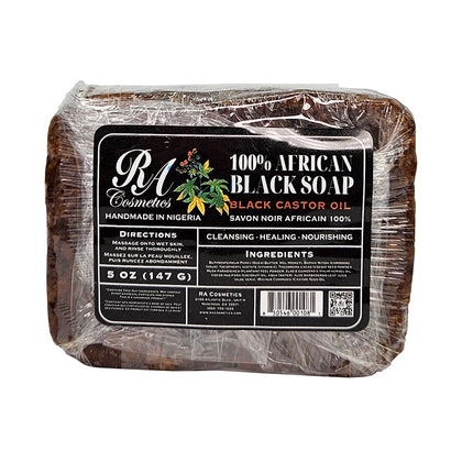 RA COSMETICS 100% African Black Soap Bar - Black Castor Oil
