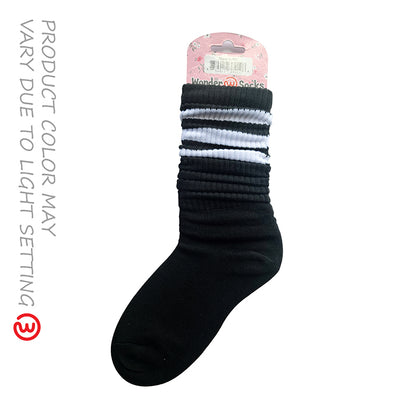 WONDER SOCKS STRIPED - Black & White Line