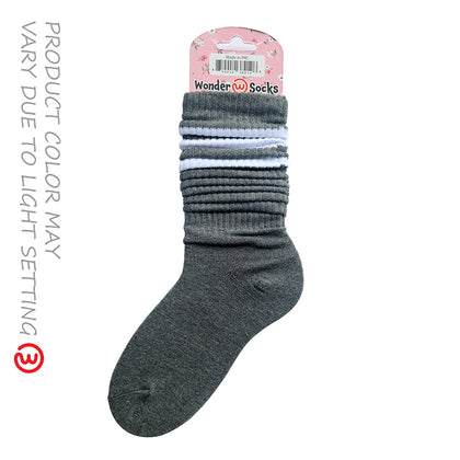 WONDER SOCKS STRIPED - Dark Gray & White Line