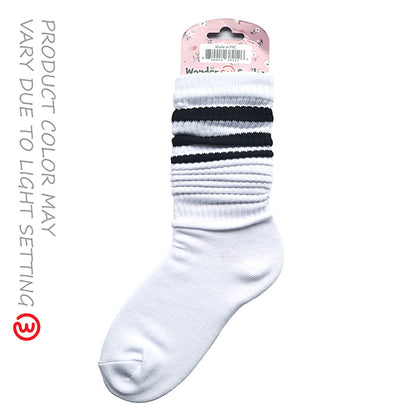 WONDER SOCKS STRIPED - White & Black Line